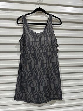 Ideology Sleeveless Wave-Print Mini Dress in Charcoal and Gray